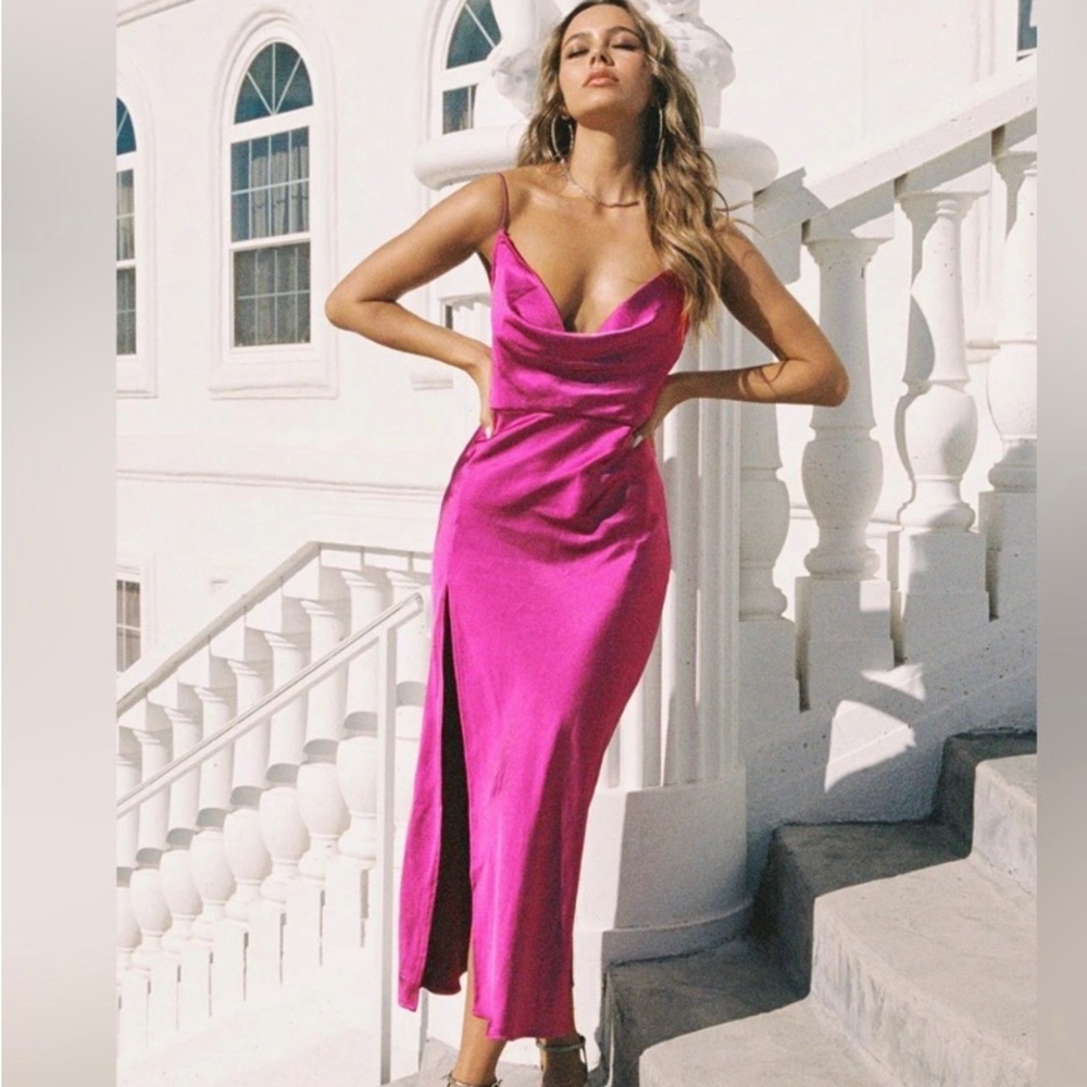 LIONESS Princess Polly Magenta Midi Dress - Picture 2 of 7